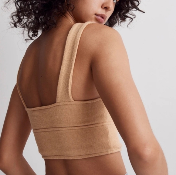 Madewell Cutout Knot-Front Cropped Tank Dried Straw Medium - Picture 2 of 5